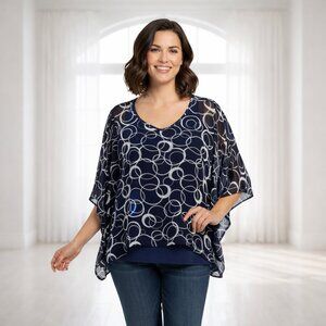 2 for $15 Ivy Ridge Boxy Flare Circle Print Blouse Size Medium